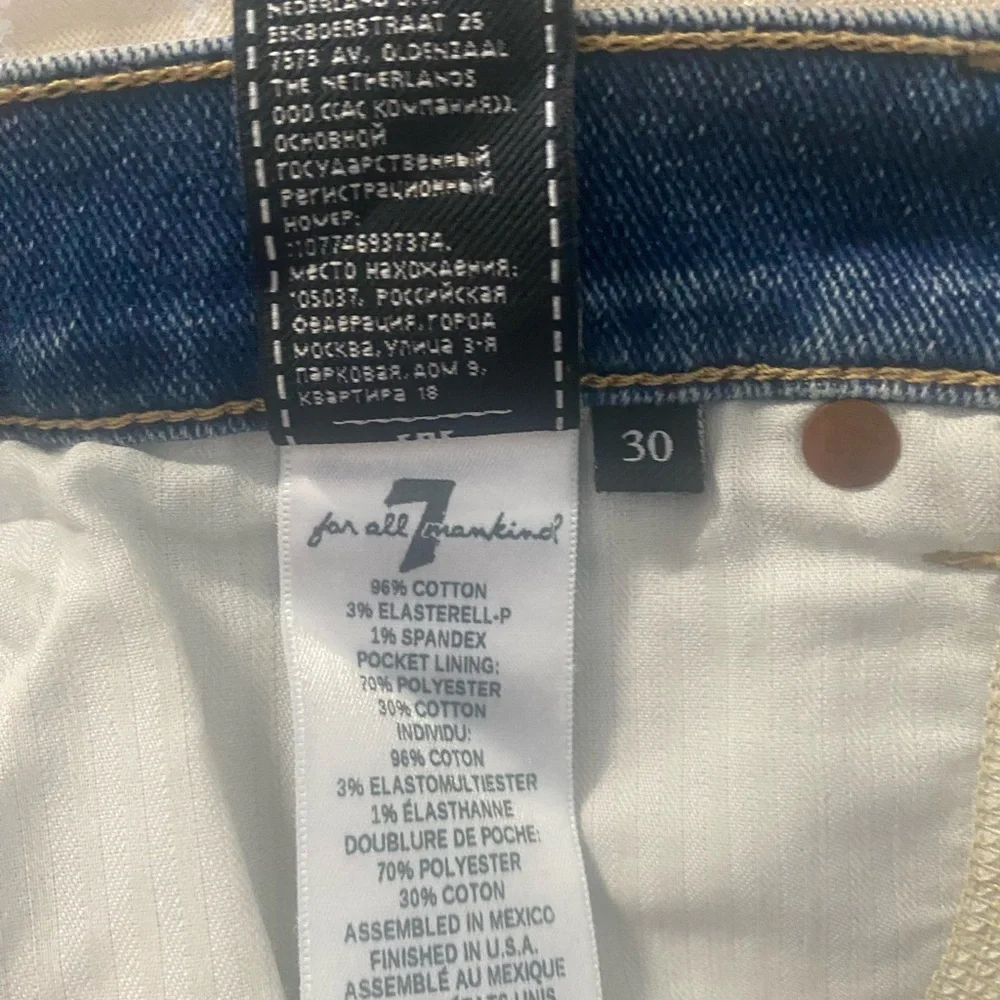 7 For All Mankind denim mini skirt with frayed hem blue size 30 - Picture 6 of 7